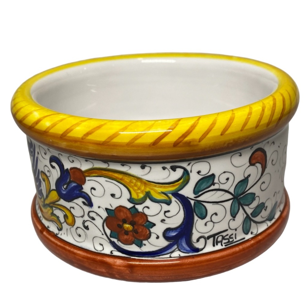 Italian Pottery Wine Coaster Caddy Hand Painted Pollenzo Italy Tassi 2008 Dragon